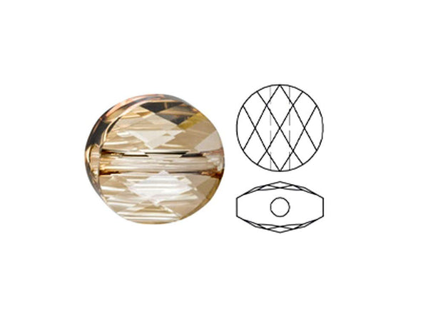 Swarovski 5052 Mini Round Beads, 8mm, Crystal Golden Shadow | 12 Pack - BeadPrism