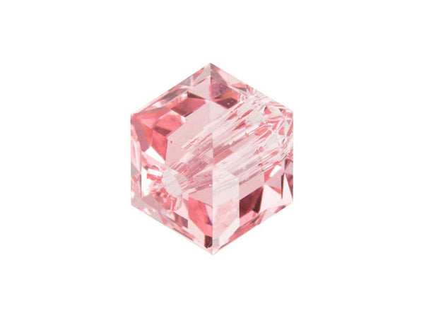 Wholesale Genuine Swarovski 5601 4mm Light Rose Cube Beads, Choose Package Size - BeadPrism