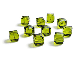 Wholesale Genuine Swarovski 5601 6mm Olivine Cube Beads, Choose Package Size - BeadPrism