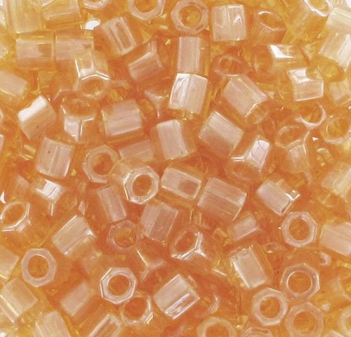 Pack of 50 gram 8/0 TRANSPARENT Light Amber Luster  HEX CUT Miyuki Delicas Seed Beads Wholesale - BeadPrism