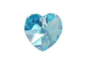 Swarovski Crystal, #6228 Heart Shape Pendant 14mm, Aquamarine, Wholesale Packs - BeadPrism