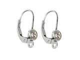 Wholesale Sterling Silver Leverback with 4mm Cubic Zirconia Bezel, Choose Package Size