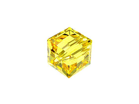 Wholesale Genuine Swarovski 5601 6mm Light Topaz Cube Beads, Choose Package Size - BeadPrism