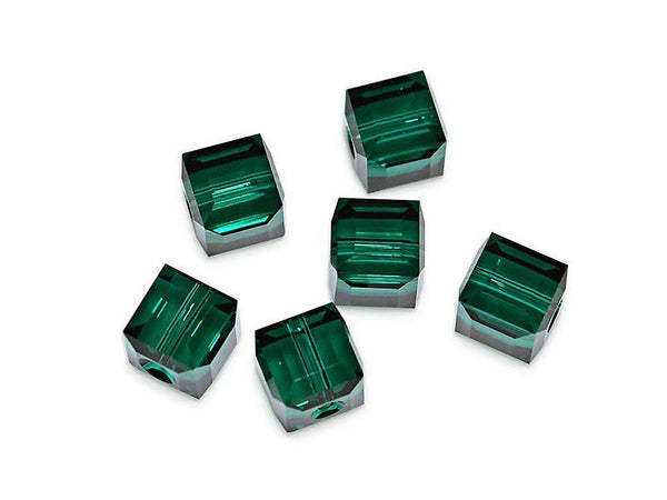 Wholesale Genuine Swarovski 5601 4mm Emerald Cube Beads, Choose Package Size - BeadPrism