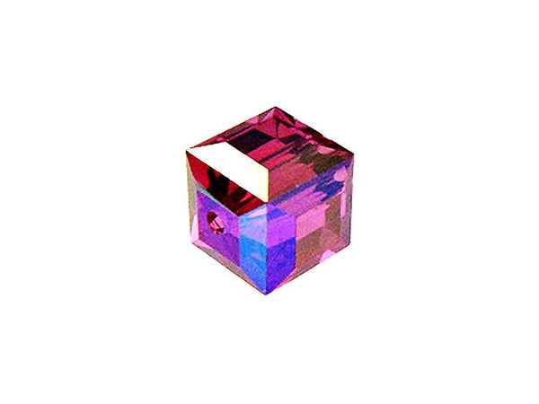 Wholesale Genuine Swarovski 5601 8mm Fuchsia AB Cube Beads, Choose Package Size - BeadPrism