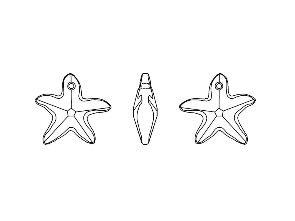 Swarovski Crystal, #6721 Starfish Pendant 20mm, Burgundy, Wholesale Packs - BeadPrism