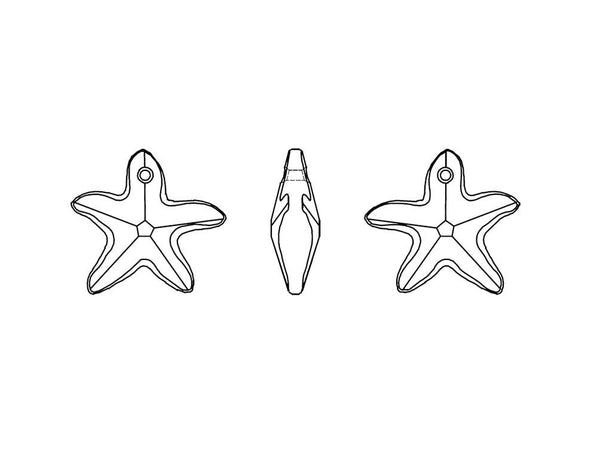 Swarovski Crystal, #6721 Starfish Pendant 20mm, Burgundy, Wholesale Packs - BeadPrism