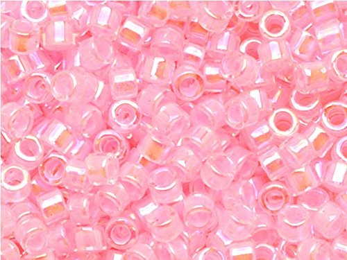 Pack of 50 gram LINED PALE PINK  Miyuki Delicas 11/0 Seed Beads Wholesale - BeadPrism