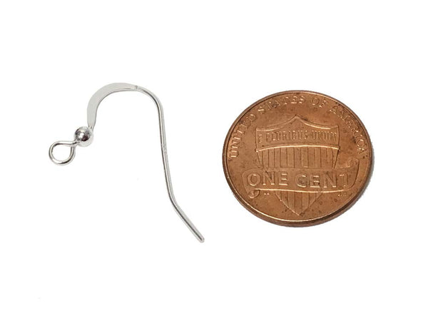 Wholesale Sterling Silver French Hook Earwire with Ball, 15mm, Choose Package Size - BeadPrism