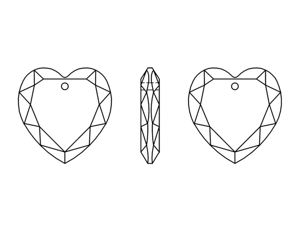Swarovski Crystal, #6225 Flat Heart Pendant 18mm, Crystal, Wholesale Packs - BeadPrism