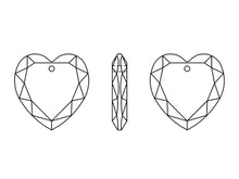 Load image into Gallery viewer, Swarovski Crystal, #6225 Flat Heart Pendant 18mm, Crystal, Wholesale Packs - BeadPrism