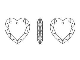 Swarovski Crystal, #6225 Flat Heart Pendant 18mm, Crystal, Wholesale Packs - BeadPrism