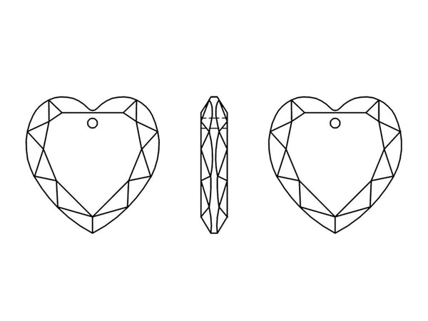 Swarovski Crystal, #6225 Flat Heart Pendant 18mm, Crystal, Wholesale Packs - BeadPrism