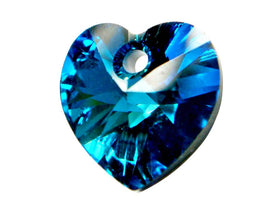 Swarovski Crystal, #6228 Heart Shape Pendant 18mm, Bermuda Blue, Wholesale Packs - BeadPrism