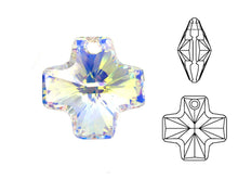Load image into Gallery viewer, Swarovski Crystal, #6866 Cross Pendant 20mm, Crystal AB, Wholesale Packs - BeadPrism