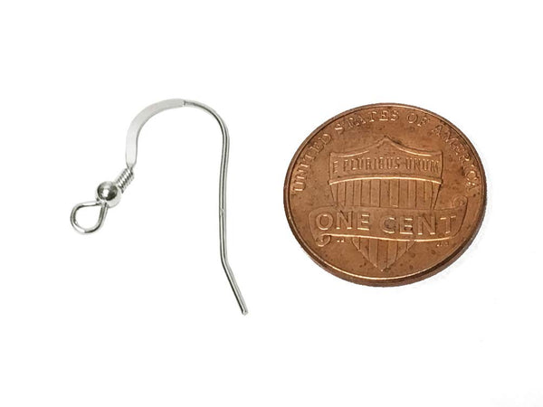 Sterling Silver 22 GA French Hook Earwire With Coil and 2.5mm Ball Accent, Choose Package Size - BeadPrism