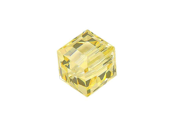 Wholesale Genuine Swarovski 5601 8mm Jonquil Cube Beads, Choose Package Size - BeadPrism
