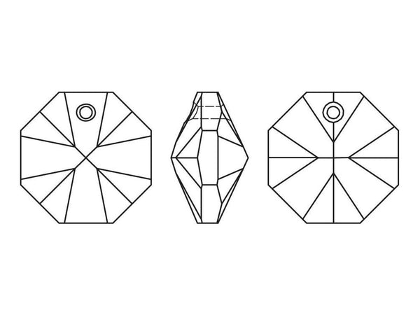 Swarovski Crystal, #6401 Octagon Pendant 8mm, Crystal, Wholesale Packs - BeadPrism