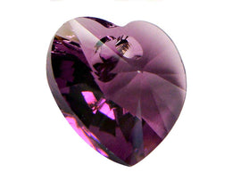 Swarovski Crystal, #6228 Heart Shape Pendant 10mm, Amethyst, Wholesale Packs - BeadPrism