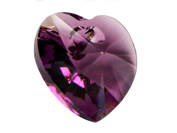 Swarovski Crystal, #6228 Heart Shape Pendant 14mm, Amethyst, Wholesale Packs - BeadPrism