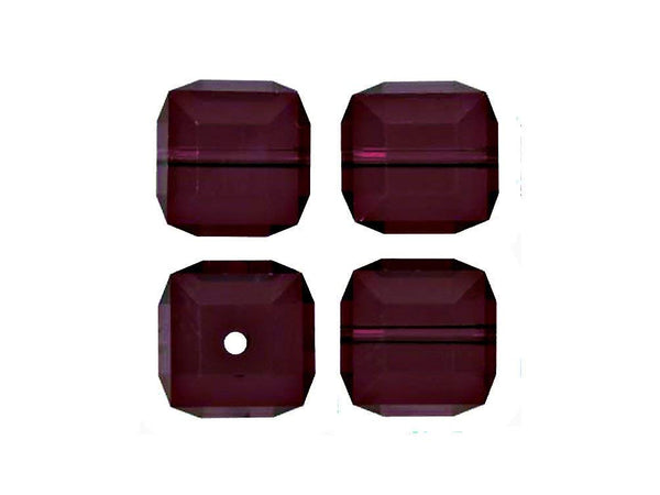 Wholesale Genuine Swarovski 5601 4mm Burgundy Cube Beads, Choose Package Size - BeadPrism