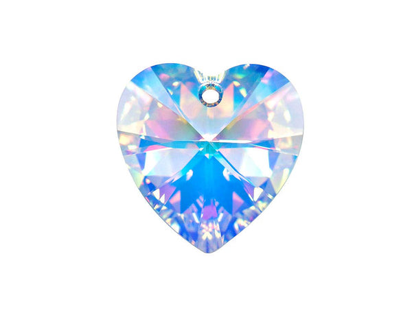 Swarovski Crystal, #6228 Heart Shape Pendant 10mm, Crystal AB, Wholesale Packs - BeadPrism