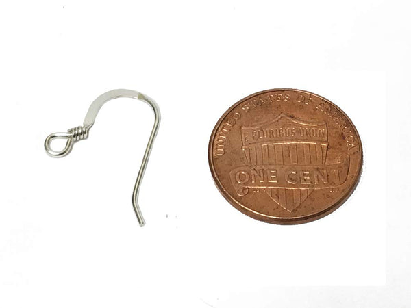 Wholesale Sterling Silver French Hook Earwire Flat with coil, 14mm, Choose Package Size - BeadPrism