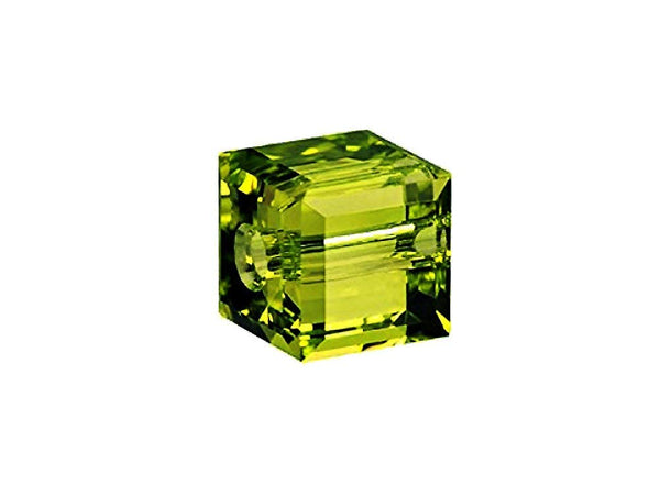 Wholesale Genuine Swarovski 5601 4mm Olivine Cube Beads, Choose Package Size - BeadPrism