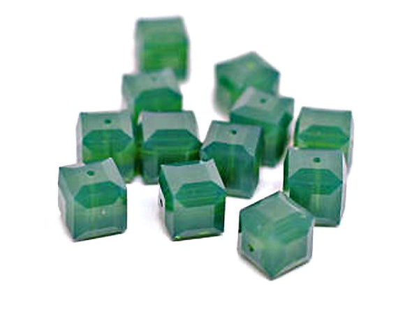Wholesale Genuine Swarovski 5601 4mm Palace Green Opal Cube Beads, Choose Package Size - BeadPrism