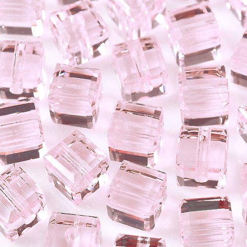 Wholesale Genuine Swarovski 5601 4mm Rosaline Cube Beads, Choose Package Size - BeadPrism
