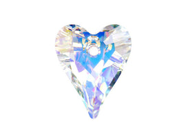 Swarovski Crystal, #6240 Wild Heart Pendant 17mm, Crystal AB, Wholesale Packs - BeadPrism