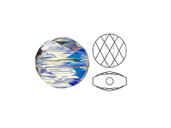 Swarovski 5052 Mini Round Beads, 8mm, Crystal AB | 12 Pack - BeadPrism