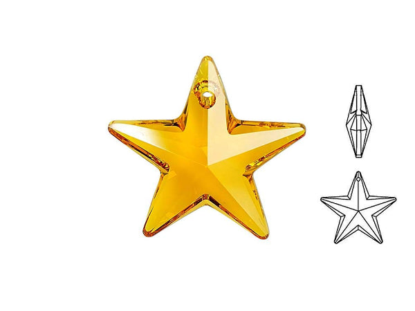 Swarovski Crystal, #6714 Star Pendant 40mm, Topaz, Wholesale - BeadPrism