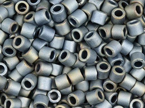 Pack of 50 gram Matte Metallic Grey  Delicas 8/0 Seed Beads Wholesale - BeadPrism