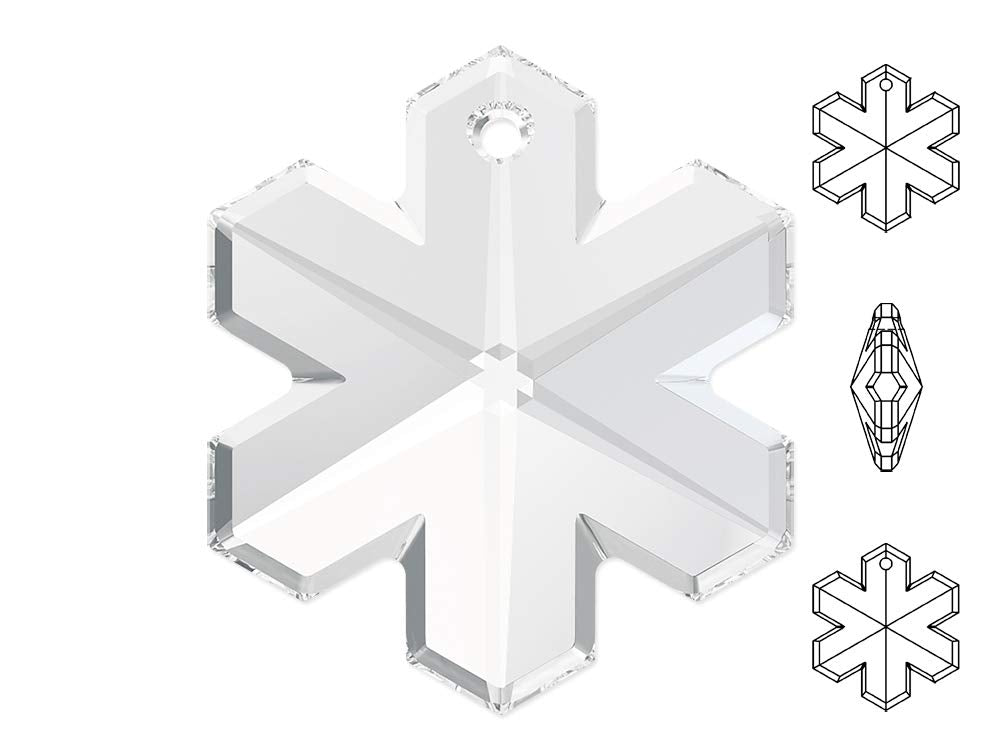 Swarovski Crystal, #6704 Snowflake Pendant 25mm, Crystal, Wholesale Packs - BeadPrism