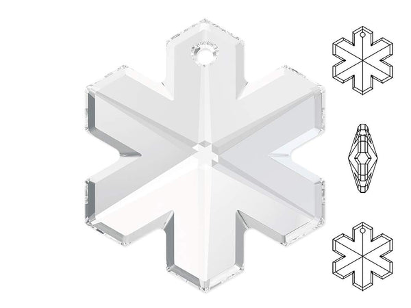 Swarovski Crystal, #6704 Snowflake Pendant 25mm, Crystal, Wholesale Packs - BeadPrism