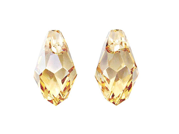 Swarovski Crystal, #6007 Briolettes Pendant 9mm, Crystal Golden Shadow, Wholesale Packs - BeadPrism