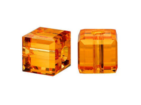 Wholesale Genuine Swarovski 5601 6mm Topaz Cube Beads, Choose Package Size - BeadPrism