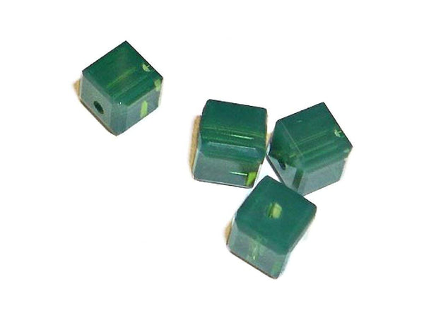Wholesale Genuine Swarovski 5601 4mm Palace Green Opal Cube Beads, Choose Package Size - BeadPrism