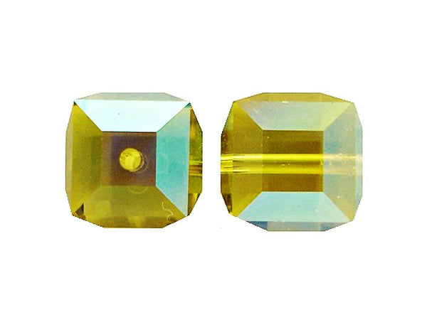 Wholesale Genuine Swarovski 5601 6mm Lime AB Cube Beads, Choose Package Size - BeadPrism