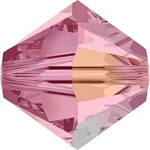Swarovski Crystal, #5328 Bicone Beads 3mm, Light Rose AB, Wholesale Packs - BeadPrism