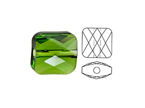 Swarovski 5053 Mini Square Beads, 6mm, Fern Green | 24 Pack - BeadPrism