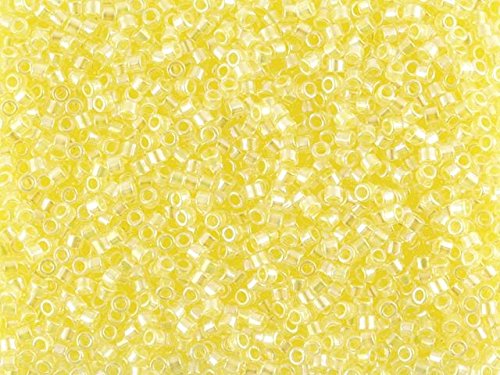 Pack of 50 gram LINED PALE YELLOW  Miyuki Delicas 11/0 Seed Beads Wholesale - BeadPrism