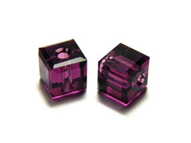 Wholesale Genuine Swarovski 5601 4mm Amethyst Cube Beads, Choose Package Size - BeadPrism
