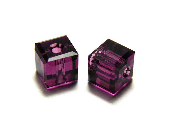 Wholesale Genuine Swarovski 5601 8mm Amethyst Cube Beads, Choose Package Size - BeadPrism