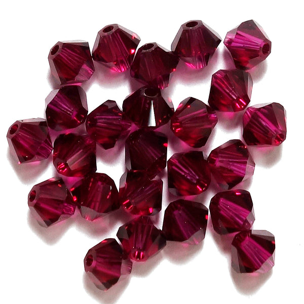 Swarovski Crystal, #5328 Bicone Beads 4mm, RUBY, Wholesale Packs - BeadPrism