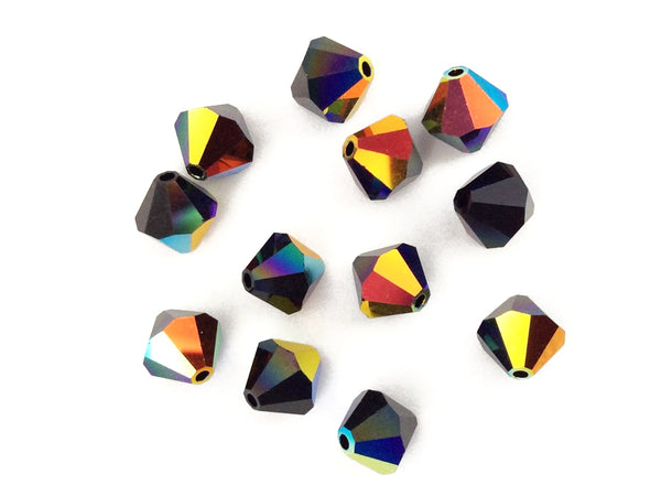 100 pcs Preciosa Crystal 5328 JET AB 4mm Bicone Beads