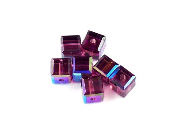Wholesale Genuine Swarovski 5601 4mm Amethyst AB Cube Beads, Choose Package Size - BeadPrism