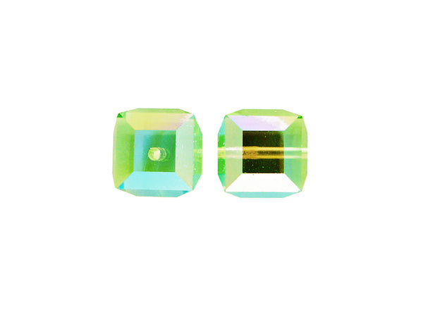 Wholesale Genuine Swarovski 5601 4mm Chrysolite AB Cube Beads, Choose Package Size - BeadPrism