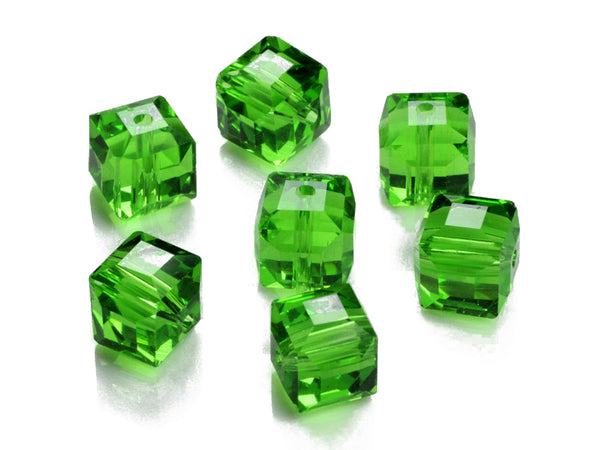 Wholesale Genuine Swarovski 5601 4mm Fern Green Cube Beads, Choose Package Size - BeadPrism